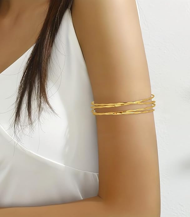 Gold Cuff Bracelet for Women Chunky Multi-layer Cross Wire Open Bracelet Hollow Wide Cuff Bracelets Adjustable Gold Open Cuff Bangle Bracelet