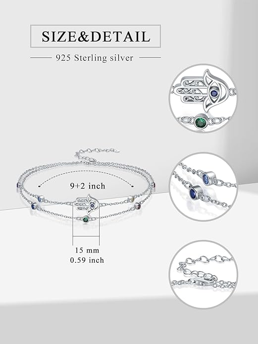 Dorunmo Anklet Bracelets For Women 925 Sterling Silver Birthstone/Infinity/Butterfly/Evil Eye/Turtle/Pineapple/Starfish/Heart Anklets Bracelets Jewelry Gifts for Women