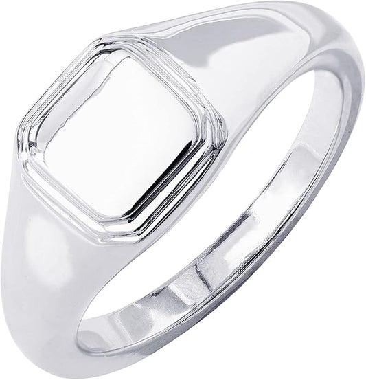 Amazon Essentials 14K Plated Sterling Silver Round Signet Ring