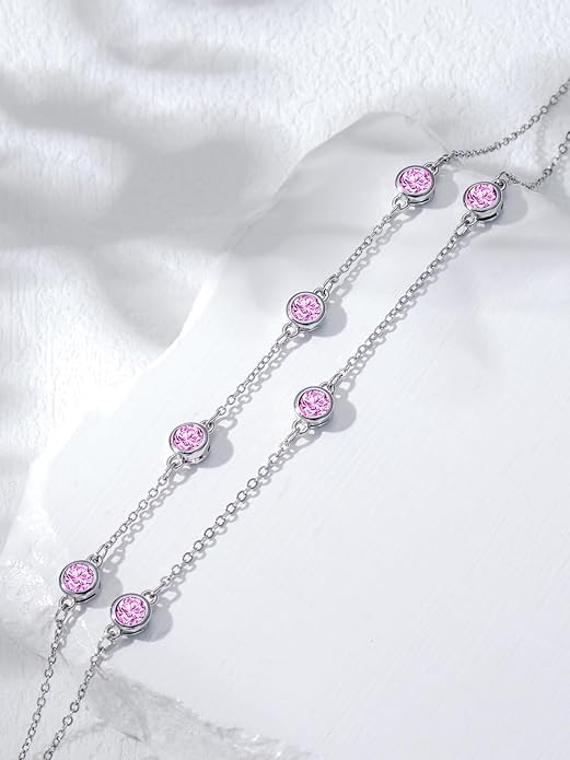 Dorunmo Birthstone Anklet Bracelets for Women 925 Sterling Silver Birthday Mother's Day Jewelry Gifts for Wife Mother Her