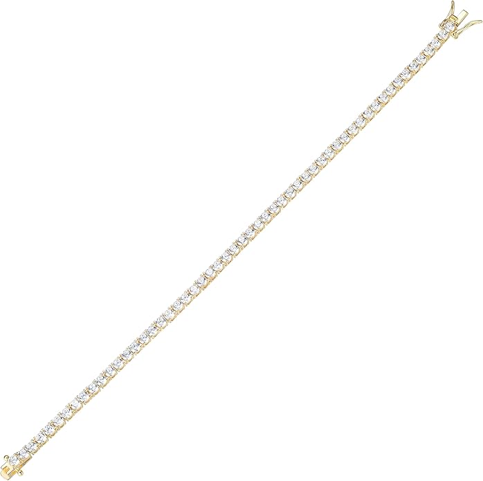 Amazon Essentials Plated Sterling Silver Round Cut Cubic Zirconia Tennis Bracelet