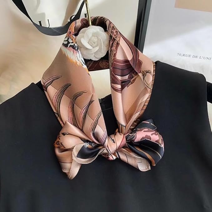 ANDANTINO 100% Mulberry Silk Square Scarf for Hair-25.6" X25.6'' Women Men Natural Silk Neckerchief Digital Printed Headscarf