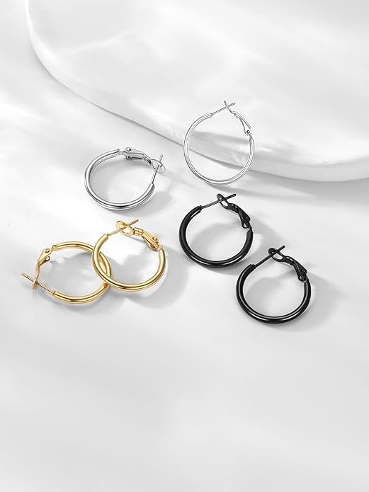 FOCALOOK 14K Gold Plated Lightweight Large Hoops| 2mm Thin Hoop Earrings for Women 30/40/50/70/100mm