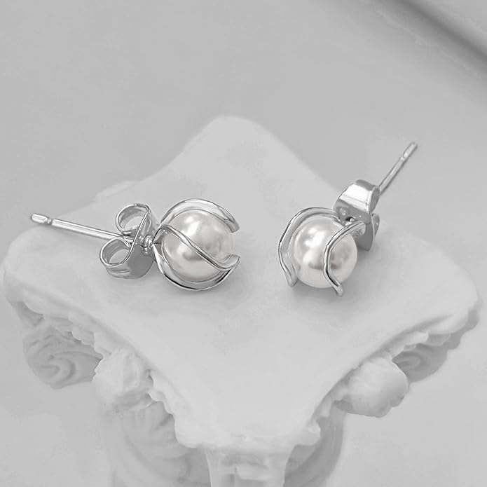 Zeffy Pearl Earrings for Women 14k Gold/Silver Pearl Drop Earrings Long White Pearl Tassel Dangle Statement Earrings Bridal Wedding Dainty Prom Earrings Birthday Gifts Jewelry