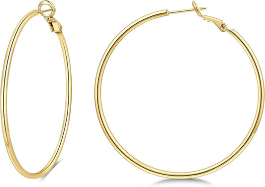 Gacimy Gold Hoop Earrings for Women 14K Gold Plated, 925 Sterling Silver Post Hypoallergenic Earrings Hoops for Women