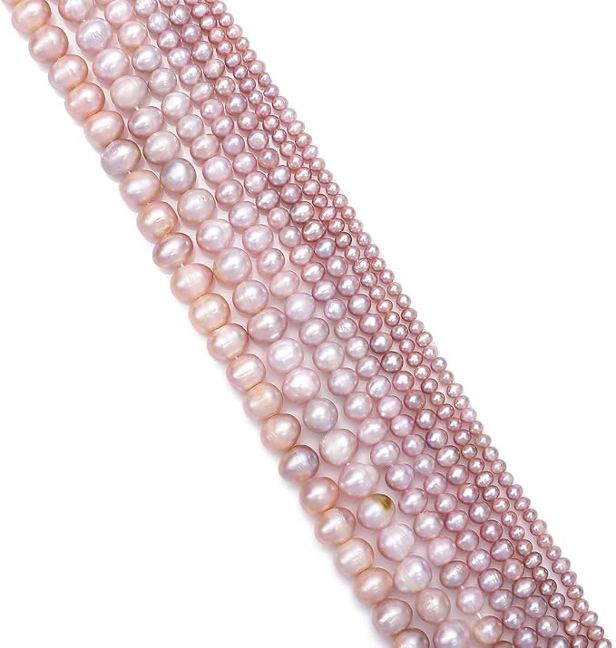 BEADIA Natural Pearl Beads Potato 6-7mm Purple Freshwater Cultured Loose Gemstone Beads for DIY Jewelry Making 13.8''/Strand