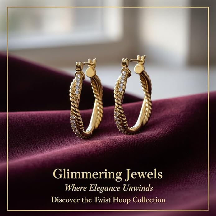 14K Gold Earring for Women Twisted Hoop Earrings Hypoallergenic Lightweight Trendy Gold Earring Jewelry Gift 25mm