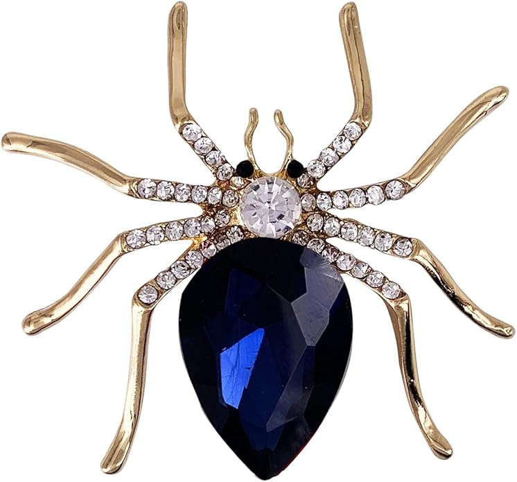 SELOVO Spider Scarf Brooch Pin Broach Crystal Jewelry Rose Gold Tone