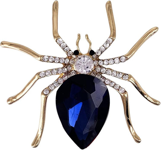 SELOVO Spider Scarf Brooch Pin Broach Crystal Jewelry Rose Gold Tone
