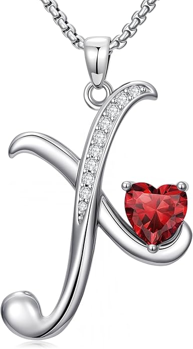 Christmas Gifts for Women Alphabet A to Z Initial Birthstone Pendant Necklaces for Women - 18k White Gold Plated Personalized Name Jewelry Valentine Mothers Day Birthday Gifts for Women Her Girlfriend