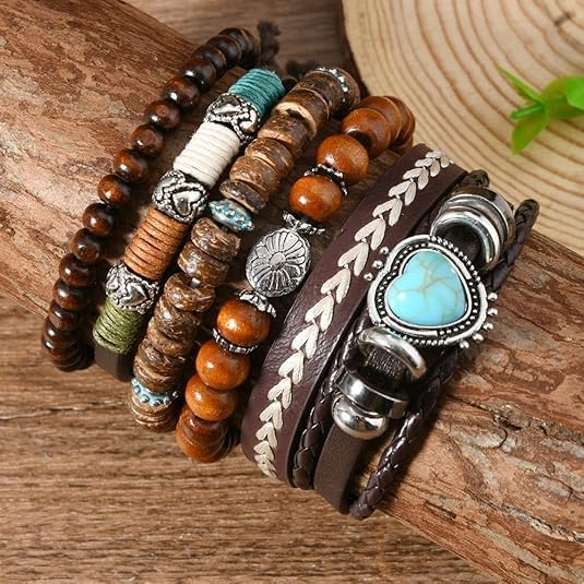 ONLYJUMP Bohemian Mix Bead Multi Layer Versatile Bracelets Set Boho Turquoise Stackable Beaded Strand Stretch Bangles Bracelets Statement Bangle Boho Jewelry Set