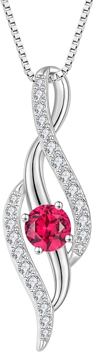 Women Infinity Necklace 925 Sterling Silver Twist Birthstone Pendant with Chain 5A Cubic Zirconia Jewelry