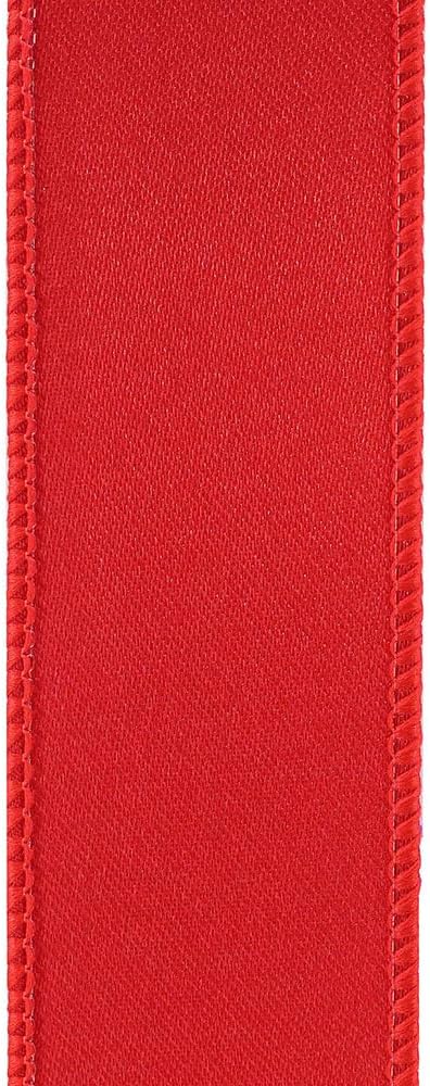 Reliant Ribbon 92575W-065-09F Satin Value Wired Edge Ribbon, 1-1/2 Inch X 10 Yards, Red