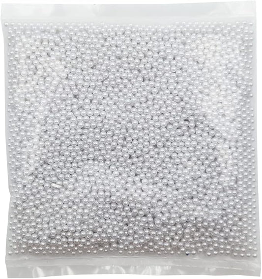 INSPIRELLE 4mm White Polished ABS Undrilled Art Faux Pearls for Vase Fillers, 6000pcs No Hole Imitation Round Pearl Beads for Home Decoration