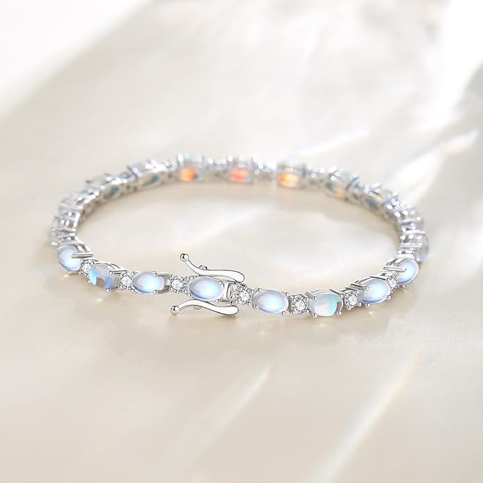FANCIME Birthstone Bracelets Sterling Silver Tennis Bracelets Charm Fine Jewelry Birthday Gifts for Women 7"