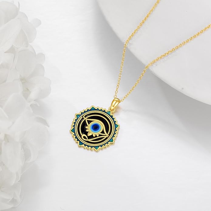 Evil Eye Necklace 925 Sterling Silver Evil Eye Pendant Necklace Greek Protection Jewelry Gifts Lucky Necklace for Women Men