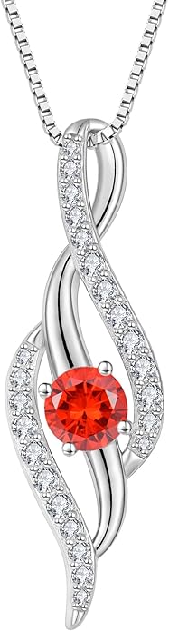 Women Infinity Necklace 925 Sterling Silver Twist Birthstone Pendant with Chain 5A Cubic Zirconia Jewelry