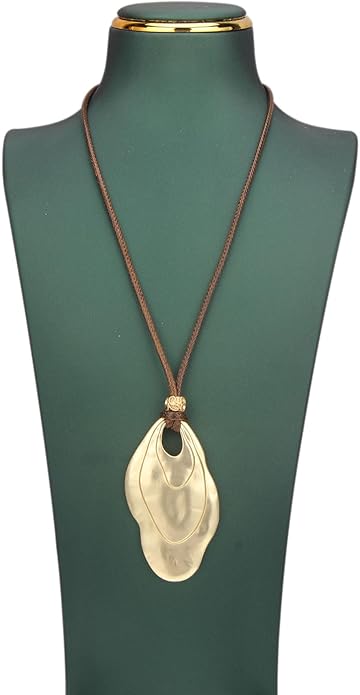 Boho Necklaces for Women Chunky Circle Necklace Layered Boho Circle Leather Choker Necklace Long Vintage Necklaces Bohemian Jewlery Gifts