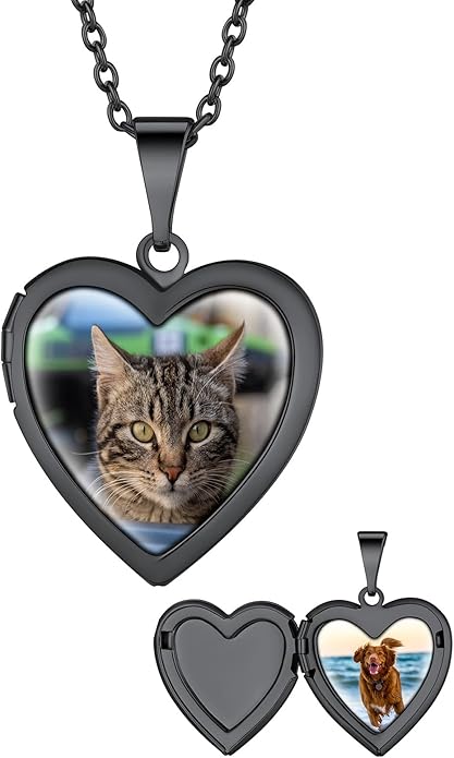 Supcare Locket Necklace That Holds Pictures-Engraved Photo Pendant Custom Jewellery Gifts for Men Women (with Jewellery Gift Box)