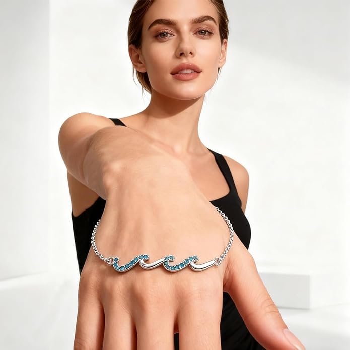 Gift for Best Friends Female,Wave Friendship Bracelet for Women,Bestie Gifts for Women,925 Sterling Silver Bracelet Gifts for Friends Birthday Gift Graduation Gift