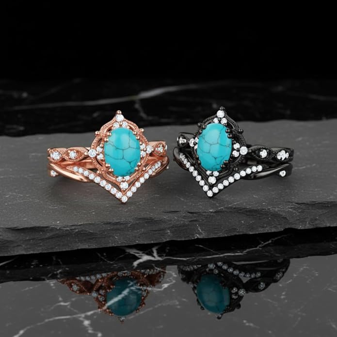 Oval Cut Vintage Gemstone Engagement Rings set for Women S925 Sterling Silver/10K/14K/18K Gold Birthstone Promise Anniversary Bridal Set Ring for her