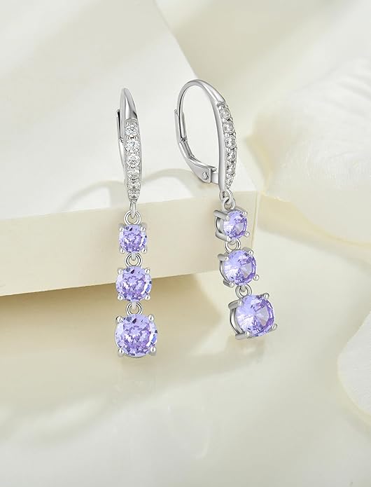 Starchenie Dangle Drop Earrings for Women 925 Sterling Silver Leverback Earrings Birthstone Jewelry