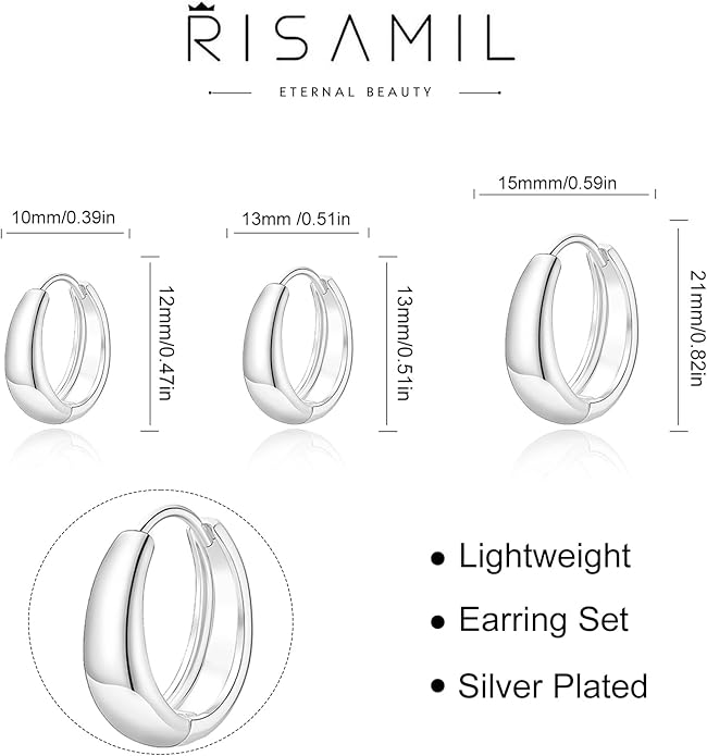 Hoop Earrings for Women 14K Gold Plated/Silver Hoops Simple Knot Huggie Small Hoop Earrings Set Trendy Hoops Everyday Wear Earrings for Women Jewelry