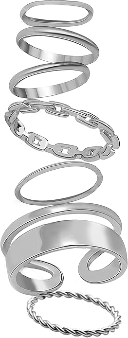 FAXHION Gold Knuckle Rings Set for Women Snake Chain Stacking Ring Vintage BOHO Midi Rings SIze Mixed