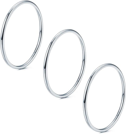 NOKMIT 1mm 14K Gold Filled Rings for Women Girls Thin Gold Ring Dainty Cute Stacking Stackable Thumb Pinky Band Non Tarnish Comfort Fit Size 4 to 11 1PC/2PCS/3PCS