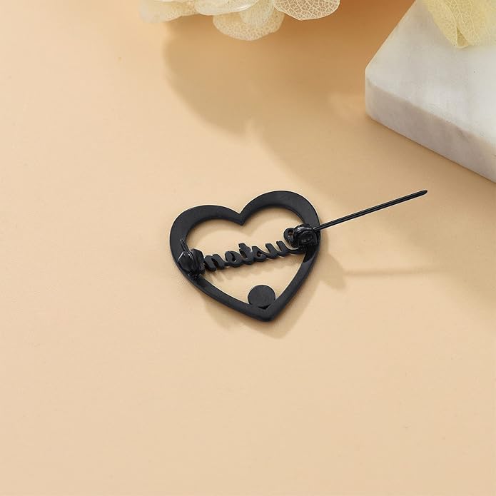 Custom4U Custom Name Pin Personalized Brooch Pins for Women Men Stainless Steel Name Tag with Letters/Initials - Silver/Gold/RoseGold/Black Customized Jewelry Gifts for Birthday Wedding Business Party