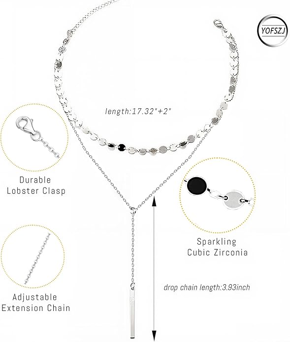 14K Gold Plated Y Necklace for Women – Dainty Lariat Long Pendant Chain, Layered Drop Necklace for V Neck Dress, Simple Sexy Cleavage Jewelry Gifts for Women