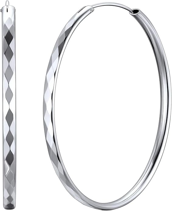 ChicSilver Hypoallergenic 925 Sterling Silver Hoop Earrings for Women, Lightweight Large Gold Plated Hoop Earrings, Endless Hoops Huggie Earrings 15/20/30/50/70MM