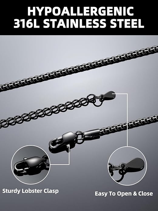 Bestyle 18K Gold Plated/Silver/Black Chain for Men, Hypoallergenic 2/4/6/8mm Stainless Steel Flat Link Chain Necklace for Men & Women Hip Hop Jewelry, 14-30"