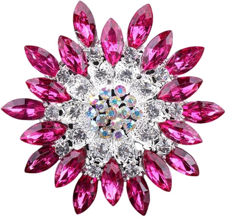 Rhinestone Sunflower Brooch Pin for Women Red Black Purple Large Flower Broochs Snowflake Brooch Marquise Wreath Brooches Jewelry