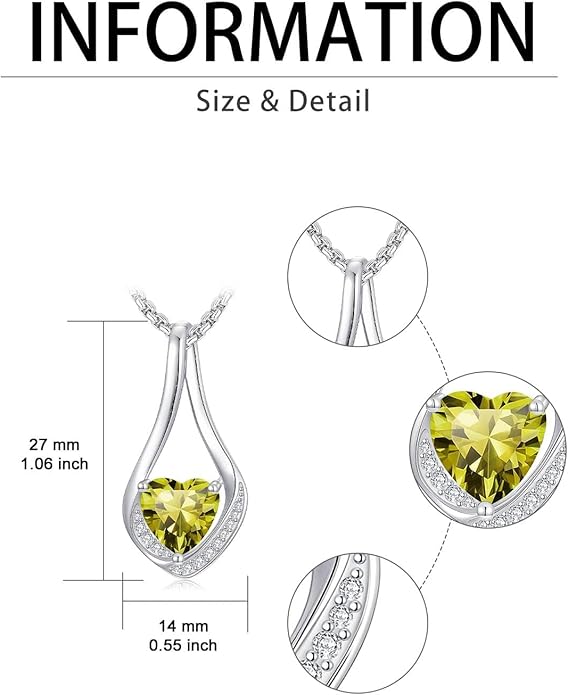 Birthstone Necklaces for Women,18k Yellow/White Gold Plated Forever Love Heart Infinity Pendant Necklace Anniversary Jewelry Christmas Birthday Gifts for Women Her Wife Girlfriend
