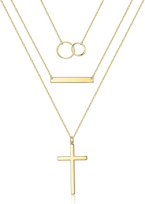 Turandoss Gold Layered Necklaces for Women - 14K Gold Plated Handmade Multilayer Bar Pearls Coin Disc Moon Butterfly Medallion Adjustable Dainty Layered Choker Necklaces for Women Jewelry