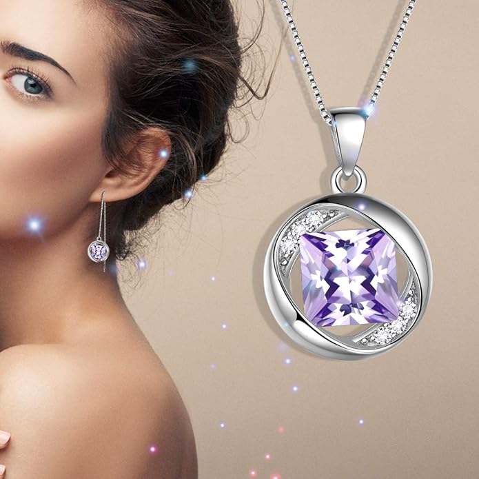 Aurora Tears 925 Sterling Silver 12 Birthstones Necklace/Earring/Ring/Bracelet Women Birthstone Pendant Crystal Fashion Birthday Jewelry Christmas Gift for Girls Women