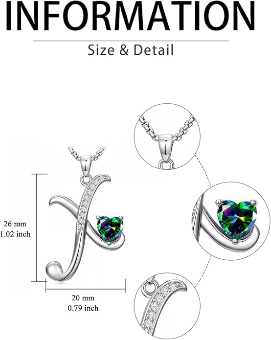 Christmas Gifts for Women Alphabet A to Z Initial Birthstone Pendant Necklaces for Women - 18k White Gold Plated Personalized Name Jewelry Valentine Mothers Day Birthday Gifts for Women Her Girlfriend