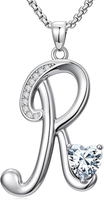 Christmas Gifts for Women Alphabet A to Z Initial Birthstone Pendant Necklaces for Women - 18k White Gold Plated Personalized Name Jewelry Valentine Mothers Day Birthday Gifts for Women Her Girlfriend