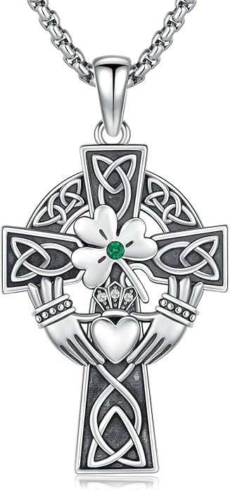 Cross Necklace for Men 925 Sterling Silver Celtic Cross Pendant Christian Jewelry Religious Christmas Gifts for Women