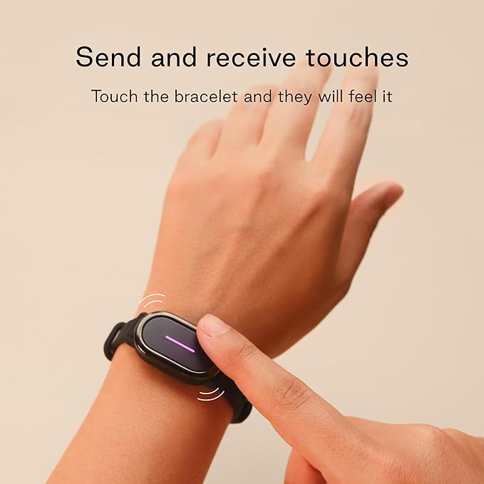 BOND TOUCH 4 Long-Distance Relationship Smart Bracelet for Couples to Feel Connected (1 Unit) Long Battery Life, Bluetooth Connection, Haptic Vibration, Compatible with iOS and Android (Black)