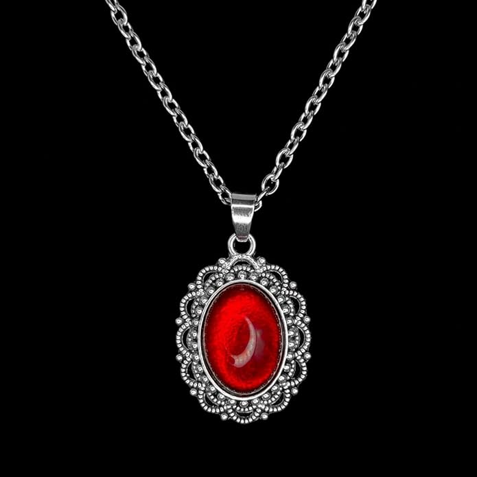Gothic Vampire Necklace Vintage Stardust Crystal Cameo Pendant Necklace Punk Style Vampire Pendant Oval Necklace Satanic Demon Red Pendant Necklace Jewelry