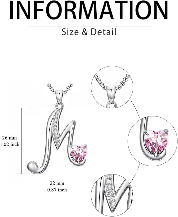Christmas Gifts for Women Alphabet A to Z Initial Birthstone Pendant Necklaces for Women - 18k White Gold Plated Personalized Name Jewelry Valentine Mothers Day Birthday Gifts for Women Her Girlfriend