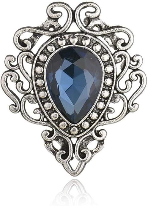 Vintage Silver Color Men's Brooches for Women Lovely Water Drop Badge Flame Crystal Brooch Lapel Pins Fashion Jewelry