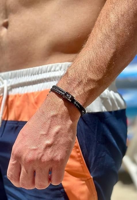Rowdy Parrot The Driftwood FlexTech Adjustable Silicone Rope Bracelet: Waterproof, Sweatproof, Sunproof, Minimalist Surf, Golf Jewelry for Men - One Size Fits All