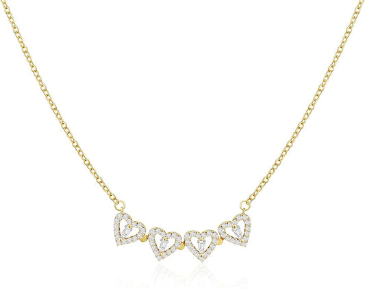 Tewiky Cute Heart Necklace Tiny 14k Gold Heart Pendant Choker Necklaces Small Gold Love Open Heart Chain Necklace for Women Dainty Gold Necklace Gifts for Her