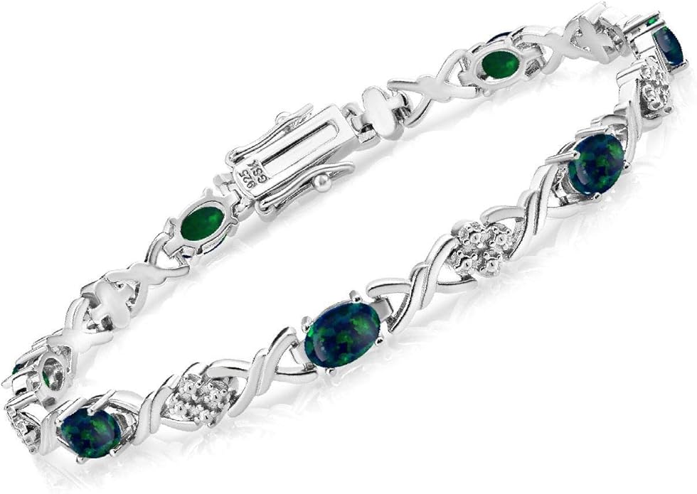 Gem Stone King 2-4 Cttw Infinity Link Gemstone Birthstone Tennis Bracelet for Women | 925 Sterling Silver | Oval 6X4MM | 7 Inch with Secure Clasp | Fine Jewelry for Her Mom Wife Anniversary