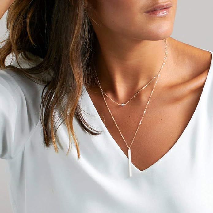 Turandoss Gold Layered Necklaces for Women - 14K Gold Plated Handmade Multilayer Bar Pearls Coin Disc Moon Butterfly Medallion Adjustable Dainty Layered Choker Necklaces for Women Jewelry