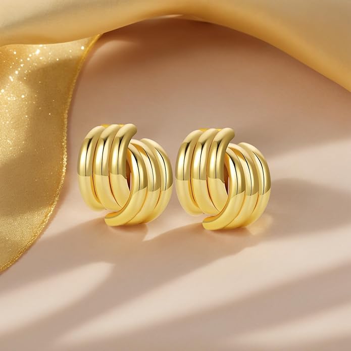 Trendy 14K Gold Plated Knot Earrings are Thick and Charming Pendant Earrings for Women They are Lightweight Hypoallergenic Fashion Accessories Jewelry Gifts for Women