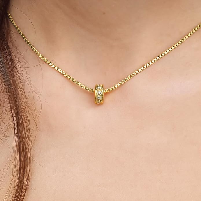 Cerulenne 14K Gold Plated Diamond Pendant Necklace for Women, Dainty Paperclip Chain Choker, Cute Small Waist Pendant, Simple & Trendy Gold Jewelry Gift